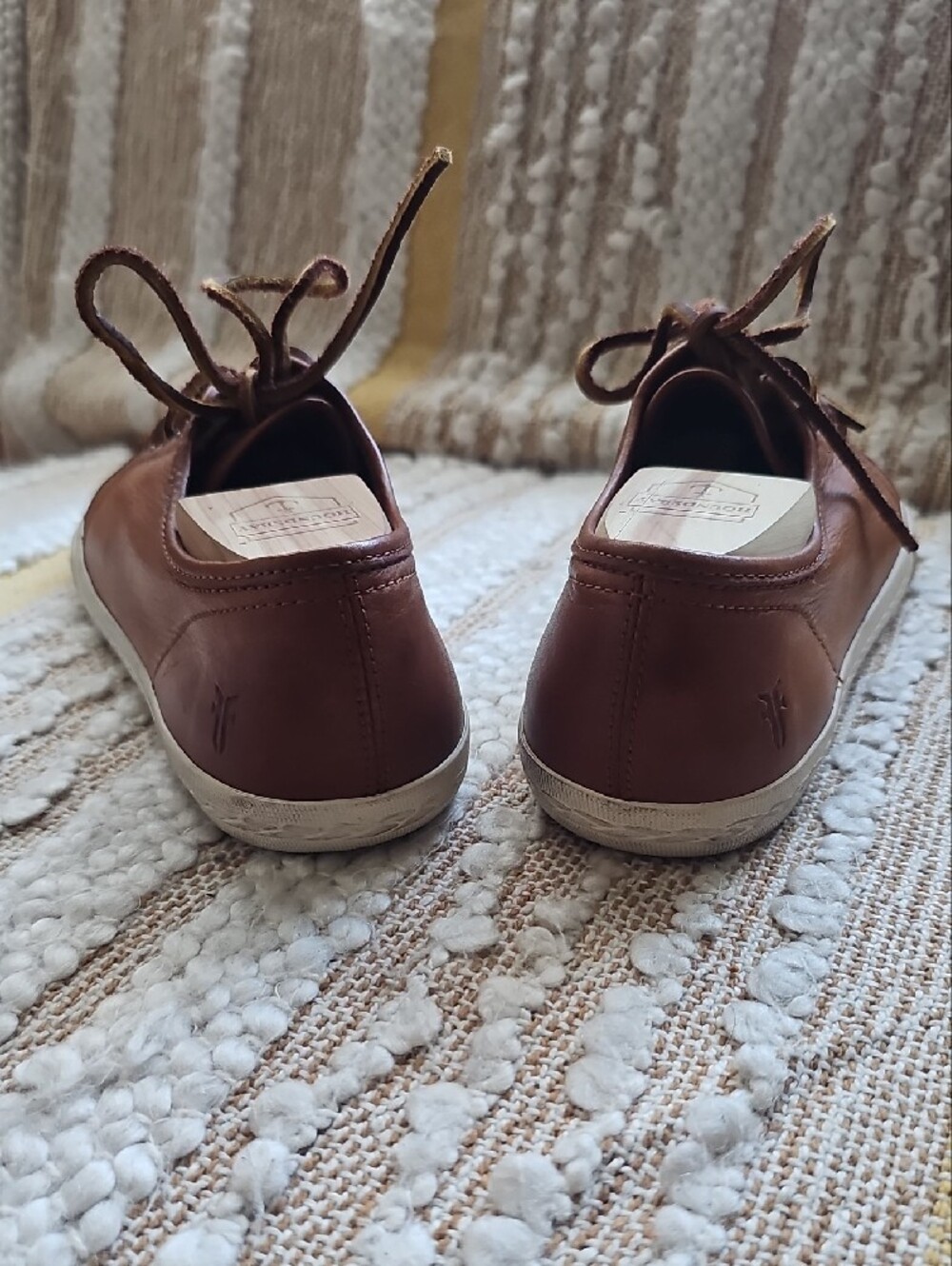 Frye Mindy Low Top Brown Leather Women's Sneakers - Picture 4 of 6
